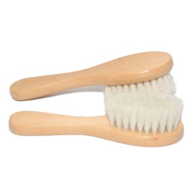 China Comfortable Handmade Baby Hair Brush Comb Set Wooden Handle Goat Hair Baby Comb Set for sale