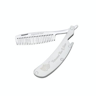 China Anti-Static For Professional Folding Comb Men's Pocket Mustache Styling Folding Comb Bottle Opener Stainless Steel Pocket Hair Comb for sale