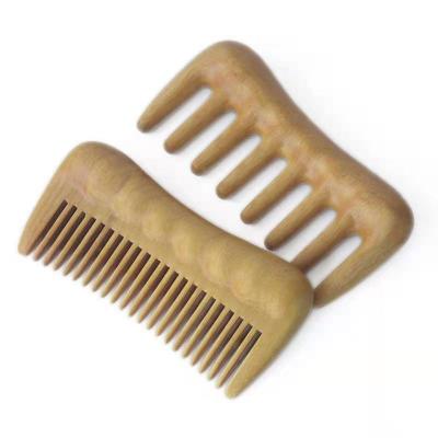 China Handle Direct Wide Tooth Wood Comb Full Tooth Massage Hair Brush Natural Boxwood Factory Hairdressing Comb for sale