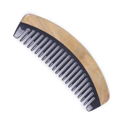 China Wholesale Comfortable Natural Green Buffalo Horn Water Comb Beard Sandalwood Wide Tooth Comb for sale