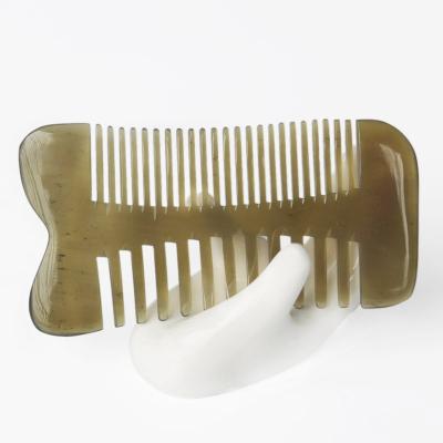 China Comfortable Customized Yaks Horn Lice Comb Double Sided Tooth Horns Beard Comb for sale