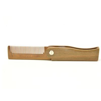 China Amazon Private Label Sandalwood Beard Comb Folding Anti-Static Hot Selling Custom Pocket Comb for sale