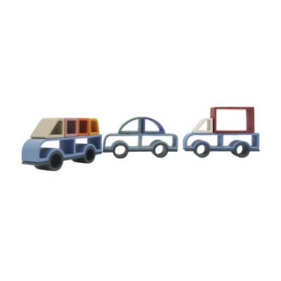 China 2021 Hot Sale Eco-friendly Montessori Baby DIY Car Stacking Toys Non-Toxic Silicone Stacking Toys For Children for sale