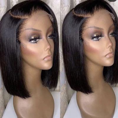 China Body Wave Hair 13x6 Inch Silk Straight Wig 200% Density Lace Front Bob Wig For Black Women for sale