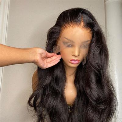 China Swiss Wave Hair Natrual Lace Wig Long Black Hair Wig Body Wave Wig 180 Density Wholesale Silky Straight Wig 150 for sale