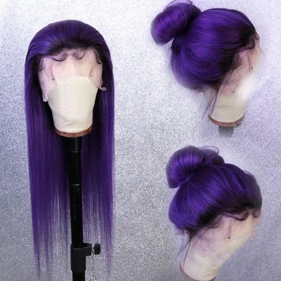 China 12a Grade Silky Straight Virgin Brazilian Hair Lace Front 613 Ombre Colored Human Wigs Ombre Purple Wig Lace Front for sale