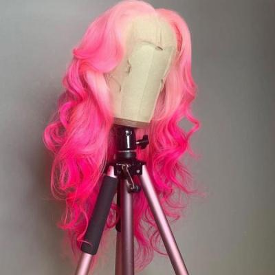 China Silky Straight Body Wave Brazilian Ombre Rainbow Lace Pink Wave Virgin Hair Lace Front Wigs Brazilian Lace Front Wigs for sale