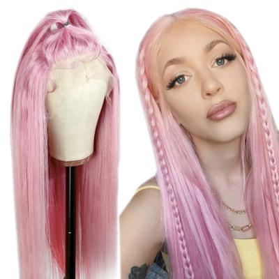 China Luxury Good Quality Silky Straight Straight Wave Hair Preplucked Bob Style Light Pink Light Pink Hair Natural Line Wig for sale