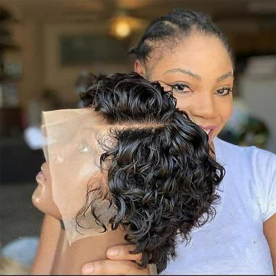 China Pixie Cut Curly Wig Cheap Preplucked 4x4 Brazilian Short Straight Hair Pixie Wig Hd Lace Human Hair Wig For Black Women for sale