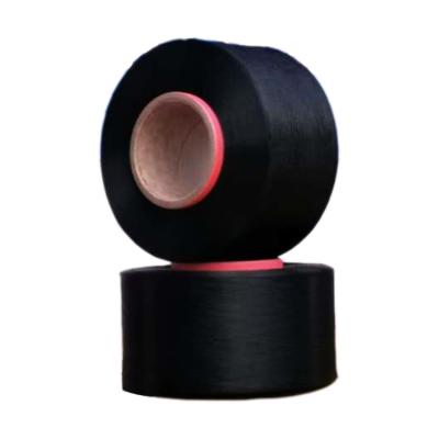 China Anti-pilling Black Hot Melt 150D Yarn Polyester Low Melt Chat Black Color for sale