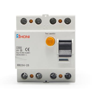 China Best Quality HB234-25 4 Pole Silver Residual Current Circuit Breaker RCCB F7 Contact for sale