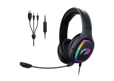 China Anti Entanglement RGB Gaming Headset USB POK 38db Light Up for sale