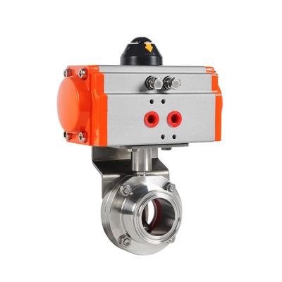 China COVNA HK59-D-W General Pneumatic Sanitary Tri Flange Stainless Steel Butterfly Valve for sale