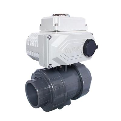 China COVNA HK60-Q-P General Two Way Motorized Plastic Actuator UPVC Dual Union Plastic Ball Valve for sale