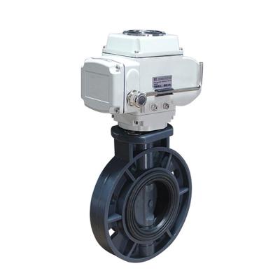 China General 2 Inch 24V DC Plastic Electric PVC Water Flow Control Butterfly Valve With Limit Switch for sale