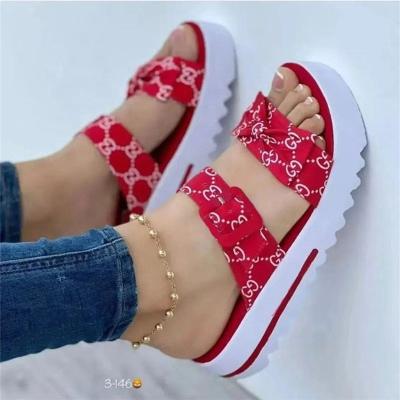 China 2022 fashion trend hot sale brand summer famous sandals for women slides women slides for ladies women slippers for sale