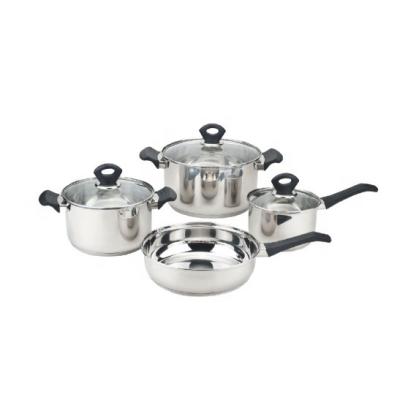 China New arrival best selling stainless steel 7 piece stainless steel pot sustainable set cookware series for cooking for sale