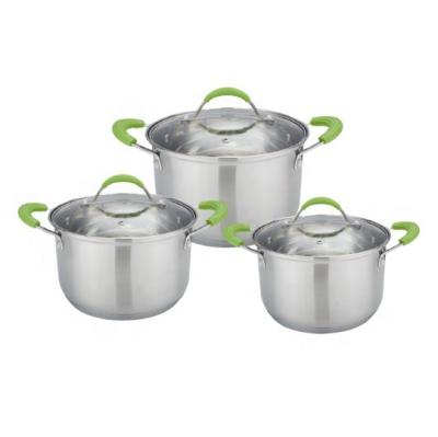 China Sustainable Wholesale Clear High Quality Stainless Steel Cooking Pot With Silicon Steel Handle for sale