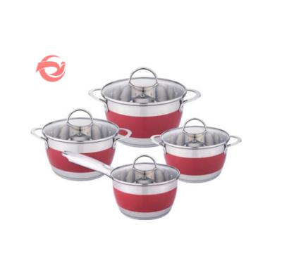 China 16/18/20/24cm Large Capacity Sustainable Kitchen Cookware Cooking Casserole Pot Wholesale 8pcs Stainless Steel Pot for sale