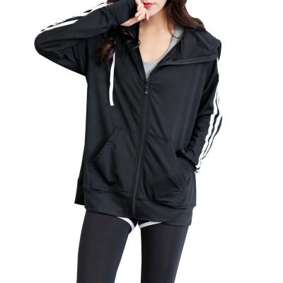 China Women's Fitness Sports Breathable Stripe Patchwork Jacket Loose Breathable Jacket for sale