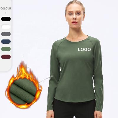 China New QUICK DRY Winter Ladies Women Long Sleeve Crewneck Fleece Sportswear T-shirt Casual Sporty Running Sweatshirt for sale