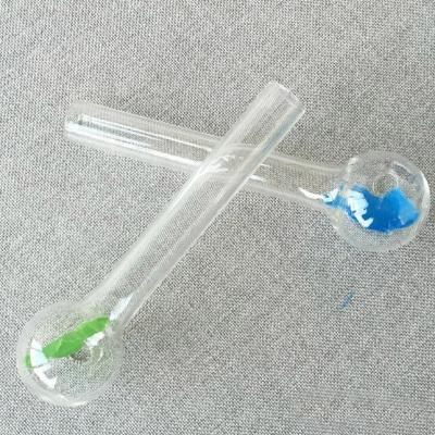 China Wholesale Smoking Filter Love Mounted Glass Tube Colored Glass Tube Oil Rig Water Smoking Pipes Hand With Plastic Flowers for sale