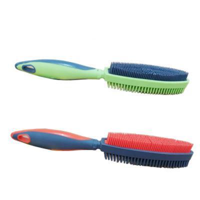 China YUDA Pet Grooming Tool Rubber Rubber Dog Cat Long Pin Self Cleaning Slicker Soft Hair Brush for sale