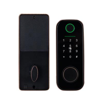 China OEM locks august house apartment hotel office ttlock digital electronic smart rim cylinder smart door lock with wifi fingerprint cerradura inteligente for sale