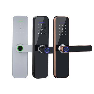 China Waterproof smart door home exterior door cylinder home office hotel apartment ttlock fingerprint mortise locker lock with USB charging black for sale