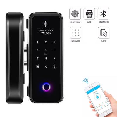 China APP home door hotel apartment ttlock smart doors locks with wifi fingerprint biometric fingerprint glass door lock for home cerradura inteligente for sale