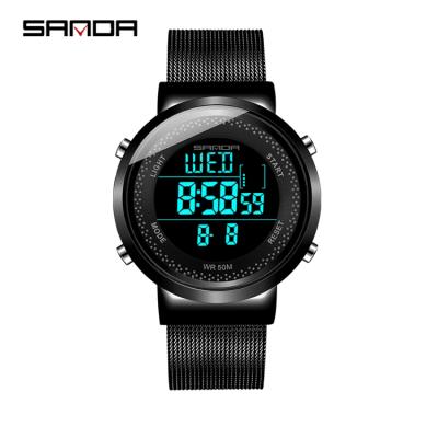 China SANDA 384/383 Alarm Couple Digital Pendulum Watch Fashion Sport Luminous Waterproof Men Women Women for sale