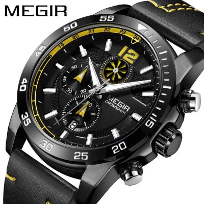 China 2131 Latest Custom Luxury Black Leather Mens Automatic Watch Logo Man Watches Quartz Movt Date Megir for sale