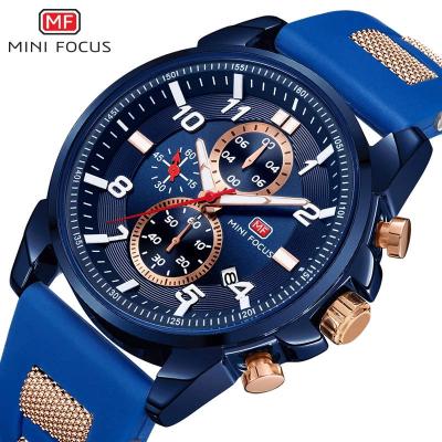 China Mini Focus MF0268G Automatic Silicone Functional Dial Watch Luminous Date Sports Man Watches Quartz 2020 for sale