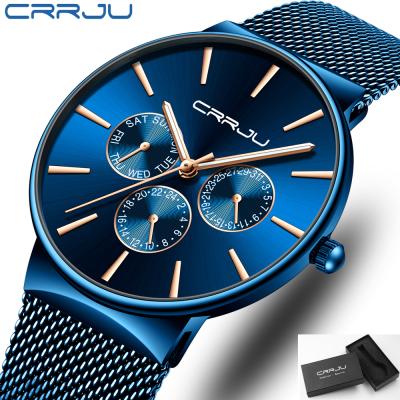 China Designer Automatic Date CRRJU 2155 Quartz Wrist Watch Stainless Steel Water Resistant Watch Analog Bling Mens Porcelain for sale