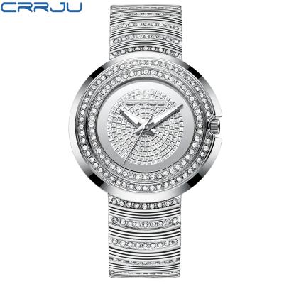 China CRRJU CJ-2206 Water Resistant Women's Quartz Wristwatches Casual Rhinestone Stainless Steel Band Analog Clock for sale