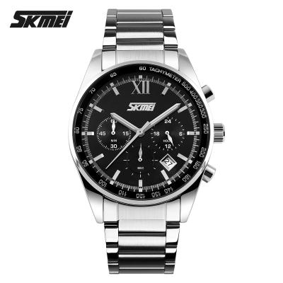 China Date SKMEI 9096 men's quartz movement men's wristwatch stainless steel multi-function automatic back band automatic date for sale