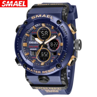 China Functional Alarm Smael 8038 Dual Display Military Watches Analog Water Resist Sport Digital LED Watch for sale