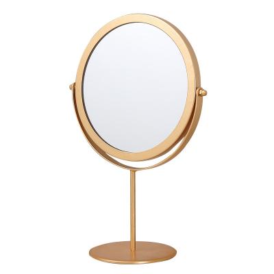 China Base Lighted Portable Vanity Makeup Mirror Personalized Beauty Gold Iron Frame Desktop Mirror Customized Size Eco - Friendly for sale