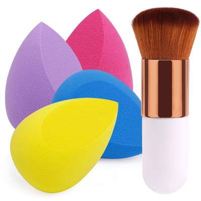 China Face Makeup Tools Beauty 4pcs Sponges And With 1Pcs Makeup Egg With Powder Brush For Face Factory Direct Product Beautiful Makeup Sponges Set for sale