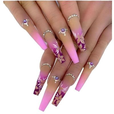 China Waterproof Nail Tips Long Full Cover Ballerina Acrylic Nails Fake French Fashion With Jelly Glue Art Style Finger Pcs Color For Nail Art for sale