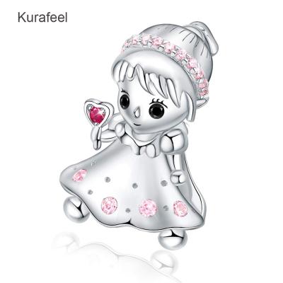 China Exquisite METAL Girl Gift Making Character Cute Little Princess Beaded Jewelry Bracelet S925 Sterling Silver Beads for sale