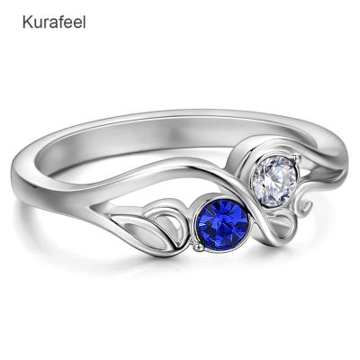 China Feminine Charm September Sapphire Ring Custom Inlaid Birthstone Ring S925 Sterling Silver Rhodium Plated Birthday Trendy Gift for sale