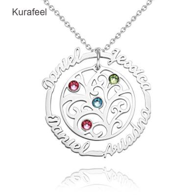 China Fashion Hot Selling Direct Sales 2021 Wholesale Diy Name Zircon Pendant Necklace Tree Of Life Wishing Tree Pendant Necklace for sale