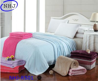 China New soft Solid Color Flano Blanket embossed blankets for sale