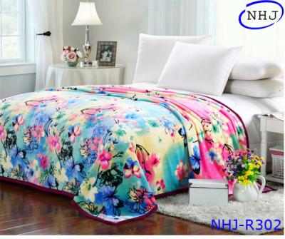 China Fantasy flower print quality mink plush blanket for sale