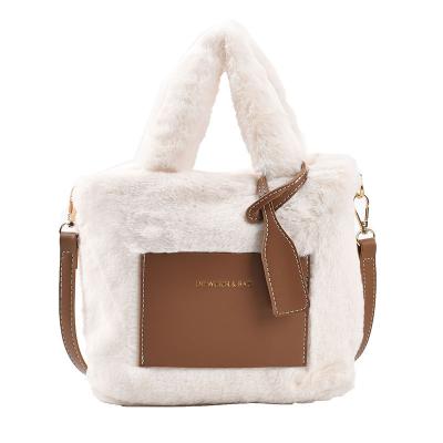 China New Style Fur Hot Selling Fashion Handbag Fashionable Large Capacity Cross - Body Bag Ins PU Leather Hit Color Temperament Women Handbags for sale