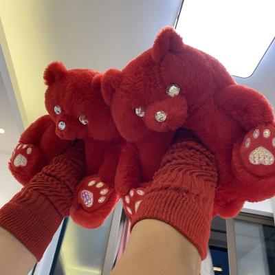 China FREE SHIPPING Anti-Smell USA Warehouse Teddy Bear Slippers Slouch Adult Socks Matching Designer Slippers 2022 Set For Women for sale