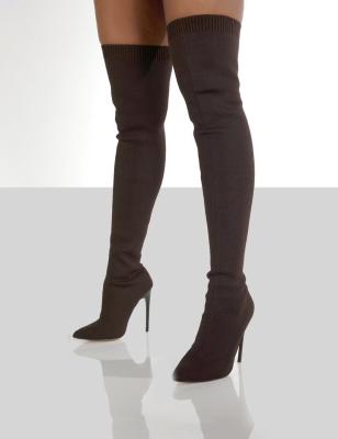 China 2021 lightweight new design knit high heel over the knee long boots women boots for sale