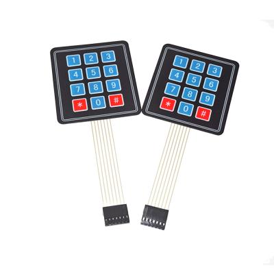 China Okystar OEM/ODM 3*4 Main Keyboard 70mm x 77mm x 1mm (Matrix Extension Keyboard 12 Membrane Switch Keypad 2.75