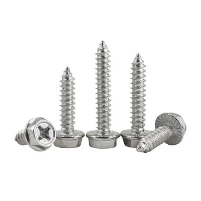 China HEX Galvanized Cross Recessed Hexagon Flange Tapping Screws for sale